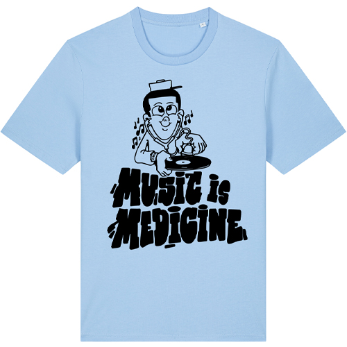 LAYUP X ROSY ONE T-Shirt MUSIC IS MEDICINE - soul blue
