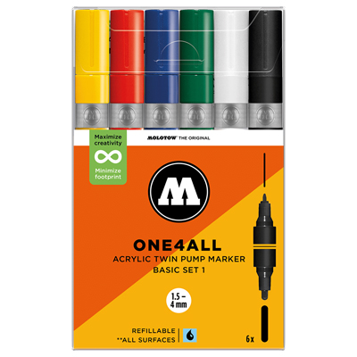 MOLOTOW ONE4ALL Acrylic Twin Marker 6er Set Basic 1 - 2024