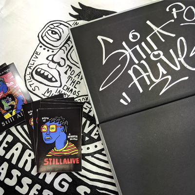 STILL ALIVE Book (signed), T-Shirt (white) & Sticker Pack