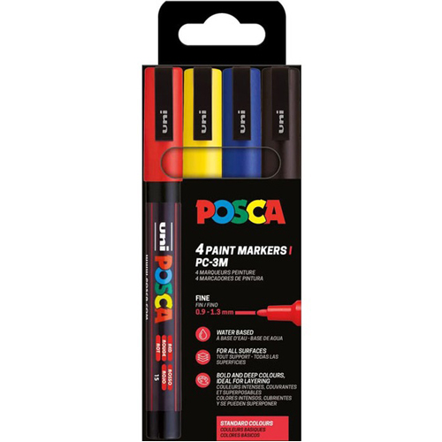 UNI POSCA PC-3M Marker 4er Set Basic