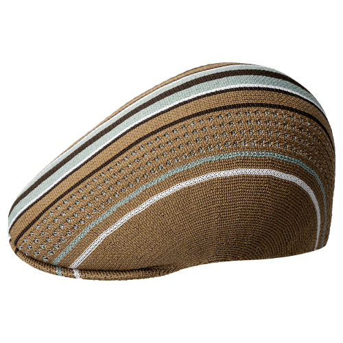 KANGOL Flat Cap 507 CLUBHOUSE STRIPES - tan/sage green