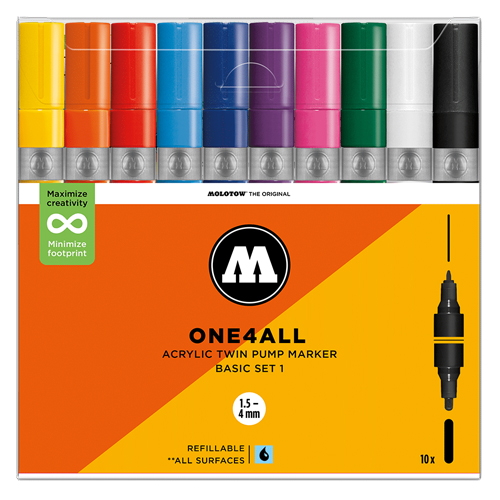 MOLOTOW ONE4ALL Acrylic Twin Marker 10er Set Basic 1 - 2024