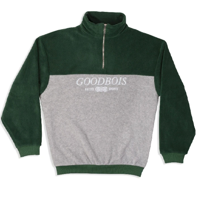GOODBOIS Half-Zip Fleece TM BLOCK grey/green