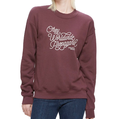 OBEY Girl Sweater WORLDWIDE QUALITY DISSENT maroon